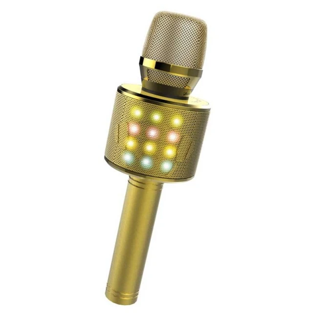 Детски парти микрофон с LED светлини - златист