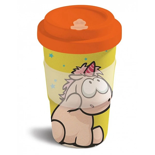 Cup with lid Theodor Unicorn-yellow