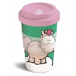 Mug with lid Theodor Unicorn, green