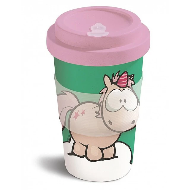 Mug with lid Theodor Unicorn, green