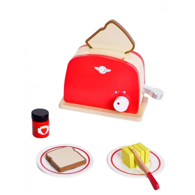 Wooden toaster for play, red