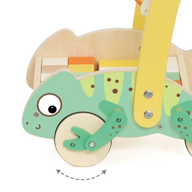 Wooden walker Classic World Chameleon with wooden blocks for babies