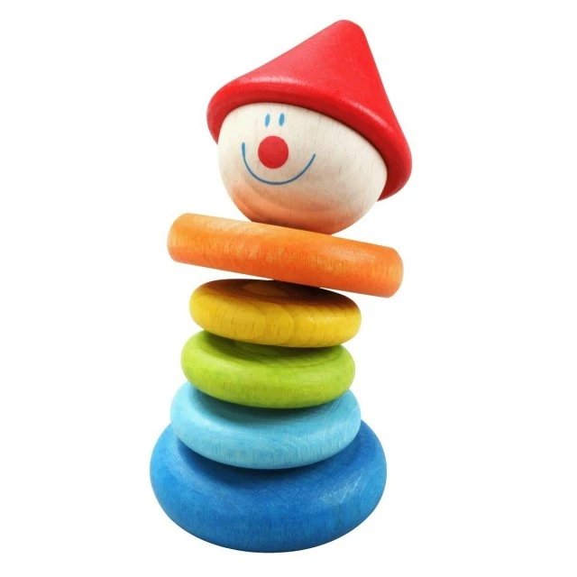 Wooden rattle for babies - clown