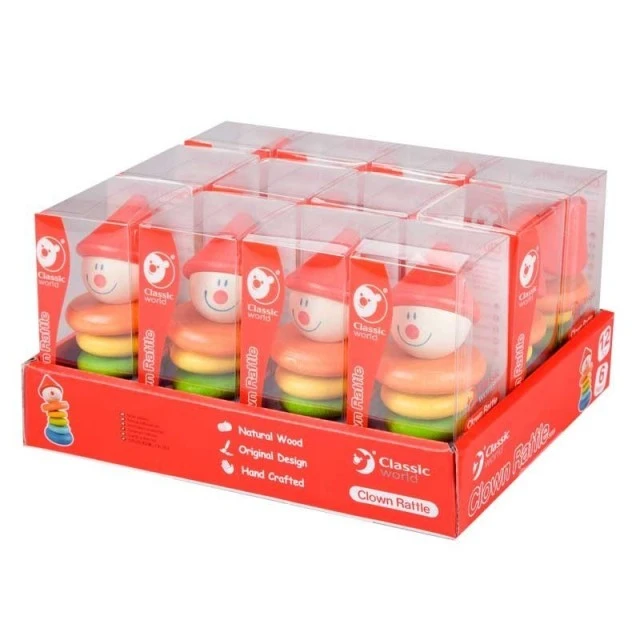 Wooden rattle for babies - clown