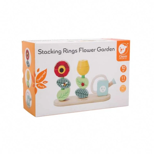 Wooden toy - string cubes Flower garden