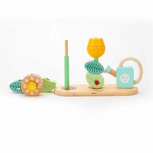 Wooden toy - string cubes Flower garden