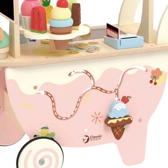 Classic World wooden ice cream cart for children