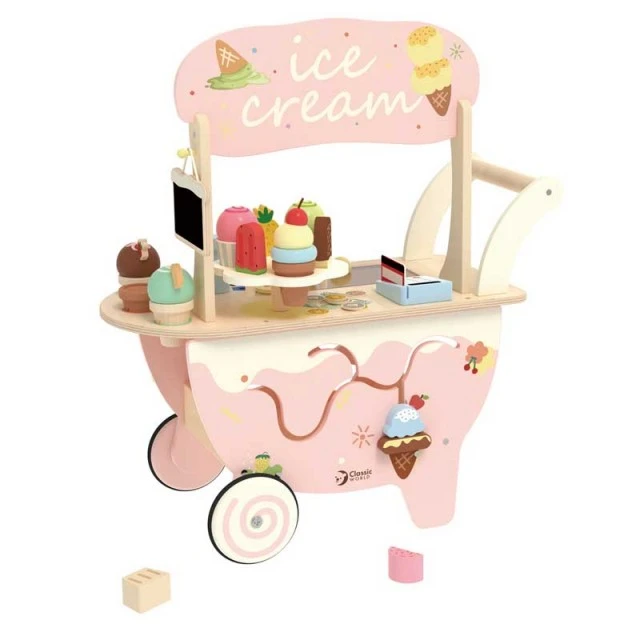 Classic World wooden ice cream cart for children