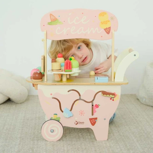 Classic World wooden ice cream cart for children