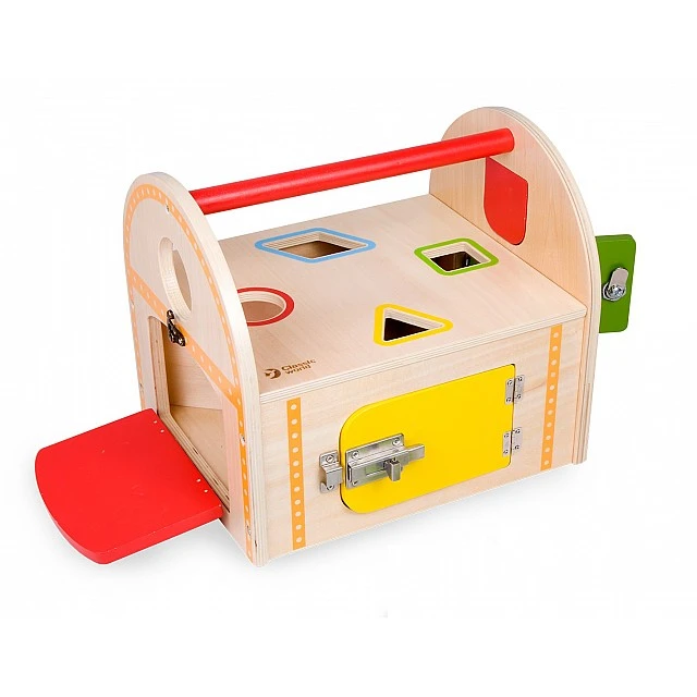 Wooden box - sorter with different locks