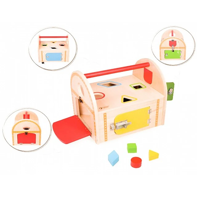 Wooden box - sorter with different locks