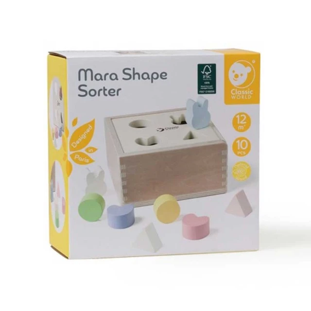 Wooden box for sorting molds in pastel colors