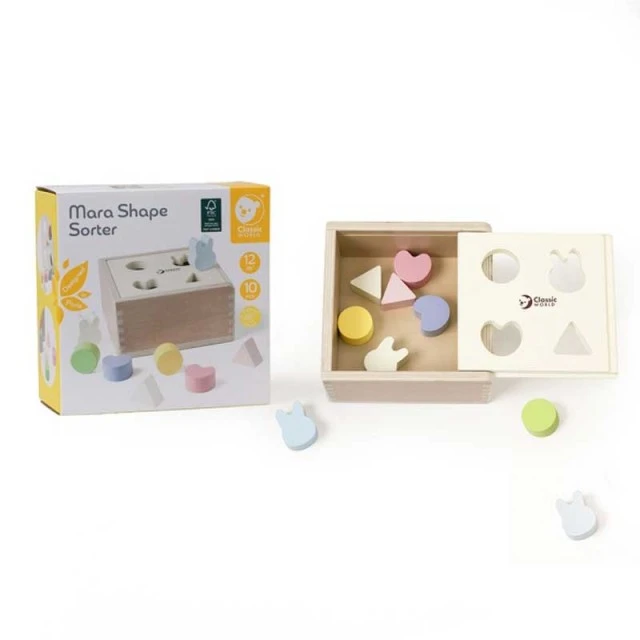 Wooden box for sorting molds in pastel colors