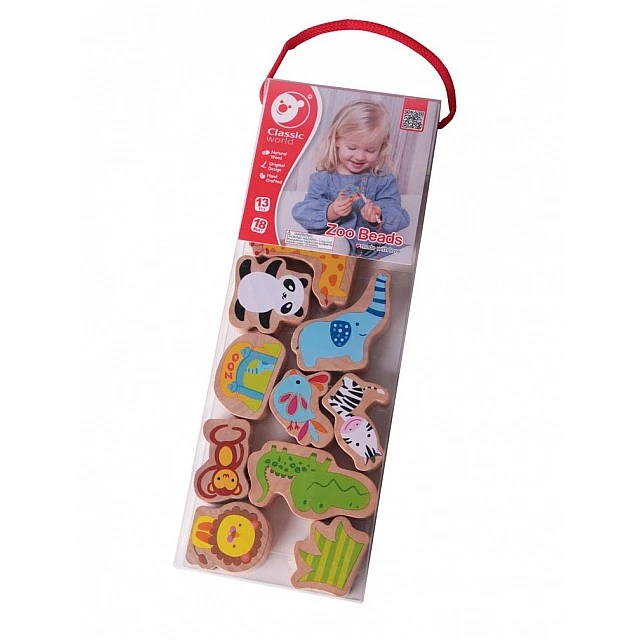 Wooden beads for stringing with ZOO animals
