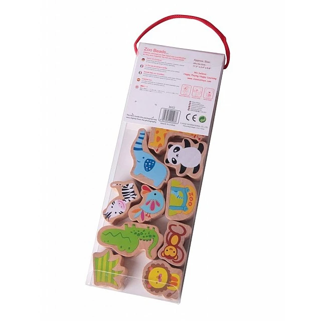 Wooden beads for stringing with ZOO animals