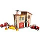 Classic World 13-piece wooden fire station for children over 3 years old