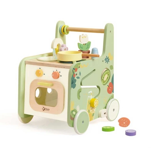 Дървена проходилка Classic World 2 в 1 Малка кухня за деца