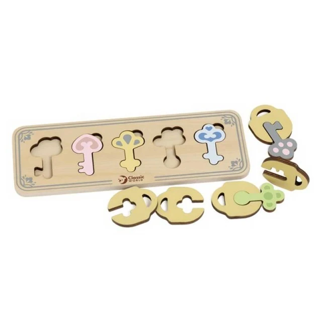 Children’s wooden game - The colored keys of the castle