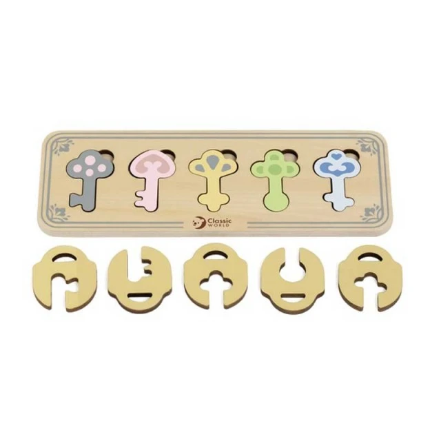 Children’s wooden game - The colored keys of the castle