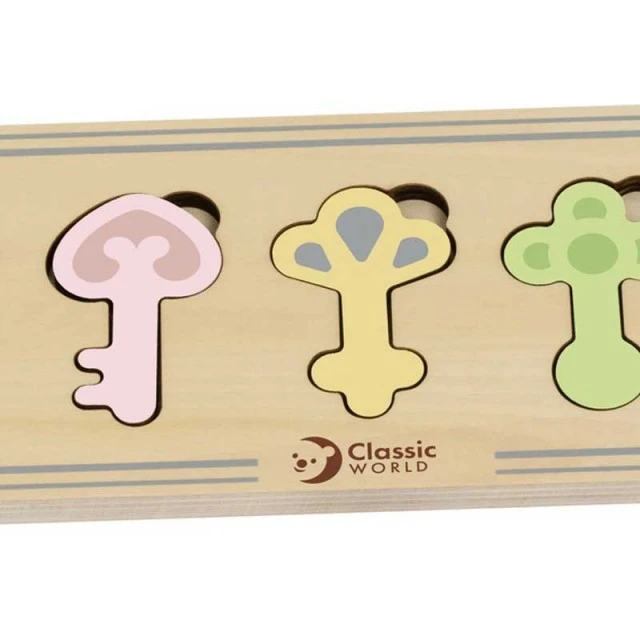 Children’s wooden game - The colored keys of the castle