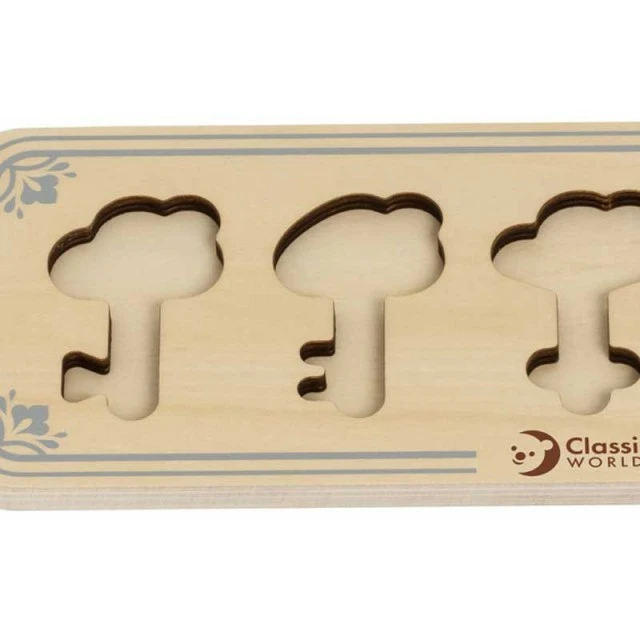 Children’s wooden game - The colored keys of the castle