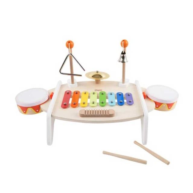 Children’s wooden table with musical instruments