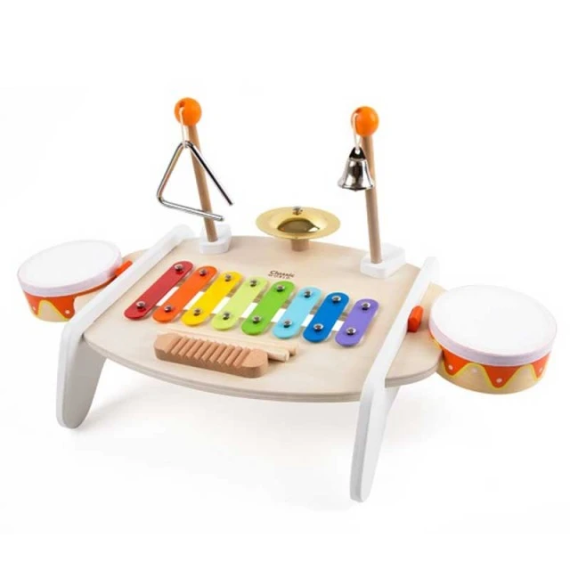Children’s wooden table with musical instruments