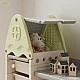 Children's bookshelf-organizer for toys and books with 17 compartments and pull-out boxes, green