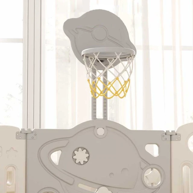Children’s playhouse with fence and basketball hoop - Cosmonaut