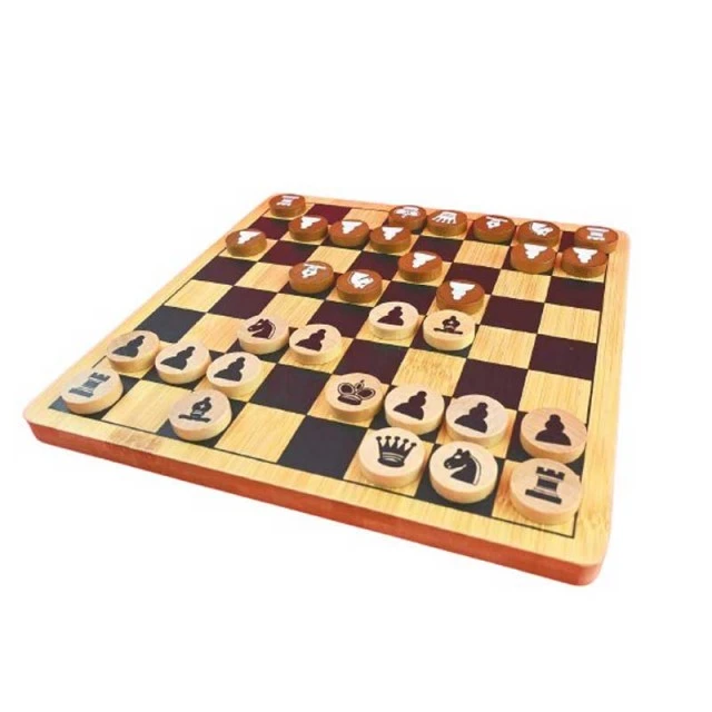 Children’s board game Wooden Chess with checkers, 22cm