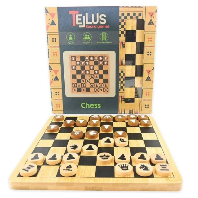 Children’s board game Wooden Chess with checkers, 22cm