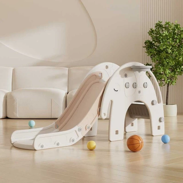Children’s slide with basketball hoop Elephant - brown
