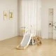 Children’s slide with telescope and basketball hoop - brown