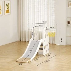 Children's plastic slide with basketball hoop - brown