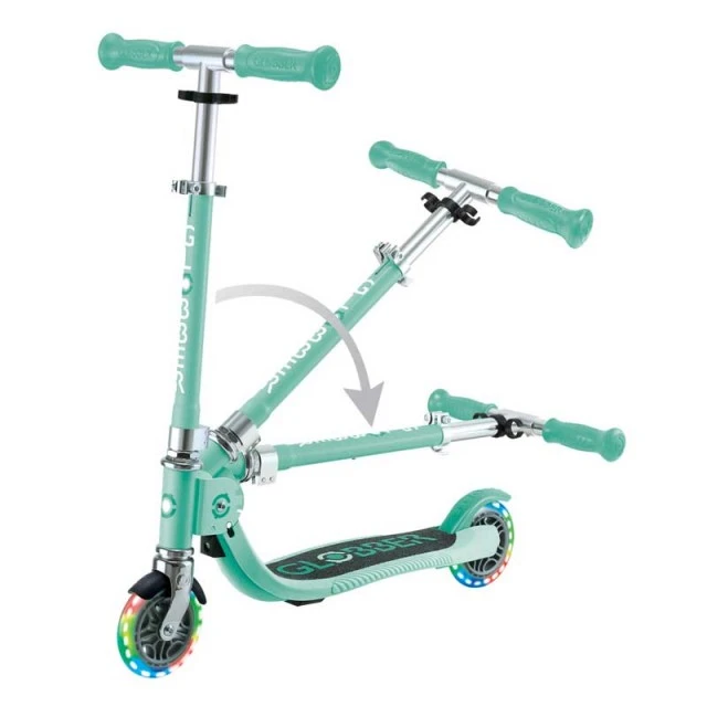 Детска сгъваема тротинетка с две светещи колела Globber Flow Foldable Junior - ментова