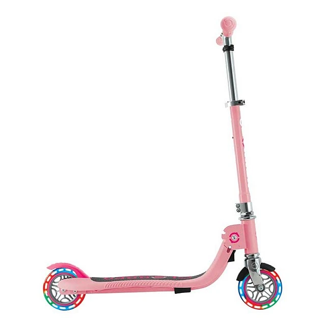 Children's foldable scooter with two light-up wheels Globber Flow Foldable Junior - pink