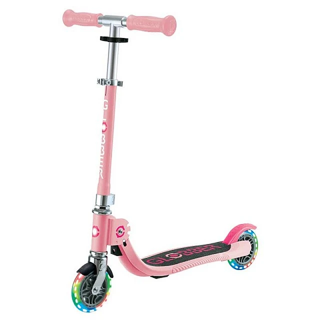 Children's foldable scooter with two light-up wheels Globber Flow Foldable Junior - pink