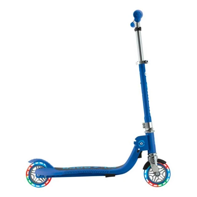 Детска сгъваема тротинетка с две светещи колела Globber Flow Foldable Junior - синя