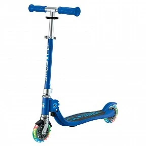 Детска сгъваема тротинетка с две светещи колела Globber Flow Foldable Junior - синя