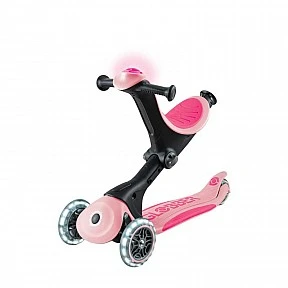 Kids folding scooter with parent handle Globber Go Up Deluxe Flash Lights, pink
