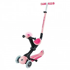 Kids folding scooter with parent handle Globber Go Up Deluxe Flash Lights, pink