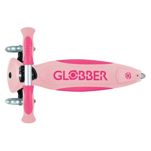 Детска сгъваема тротинетка с родителски контрол Globber Go Up Deluxe Flash Lights, розова