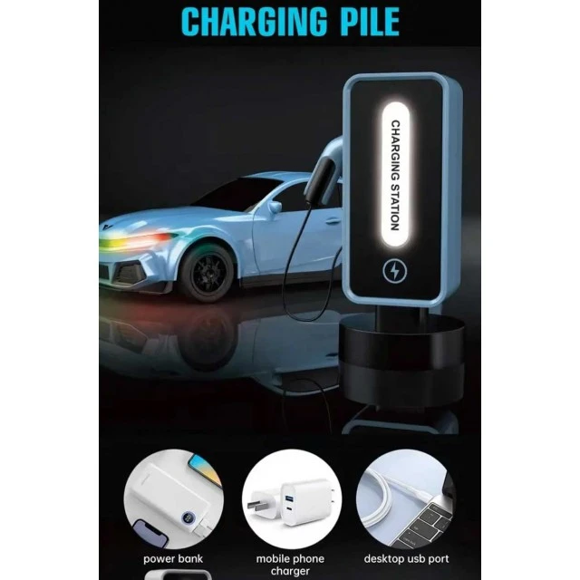 Crazon New Energy children’s sports electric car with charging station, RC in blue color