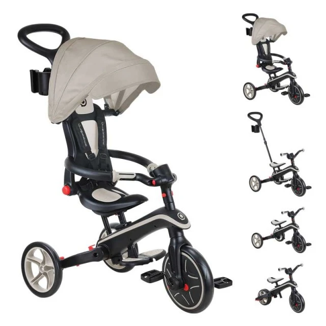 Children's tricycle 4 in 1 GLOBBER EXPLORER TRIKE FOLDABLE, foldable, beige color
