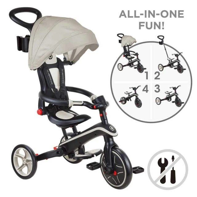 Children's tricycle 4 in 1 GLOBBER EXPLORER TRIKE FOLDABLE, foldable, beige color
