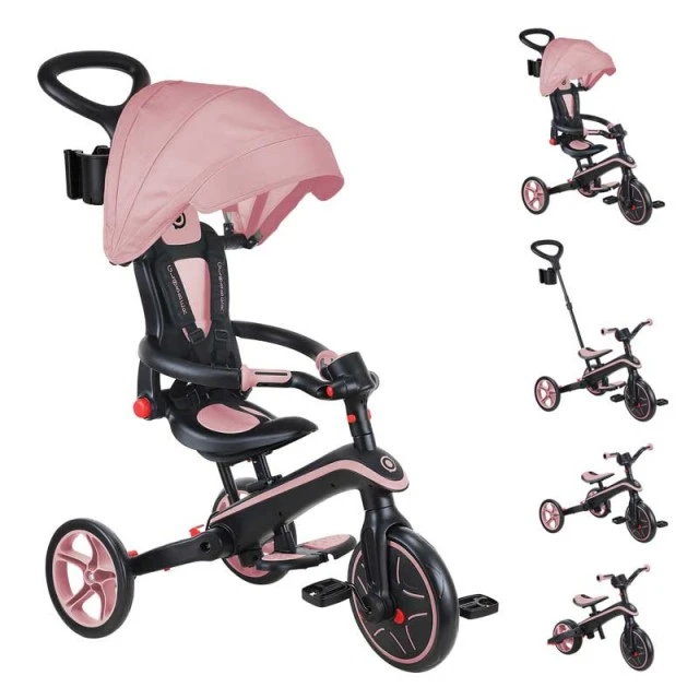 Children's tricycle 4 in 1 GLOBBER EXPLORER TRIKE FOLDABLE, foldable, pink color