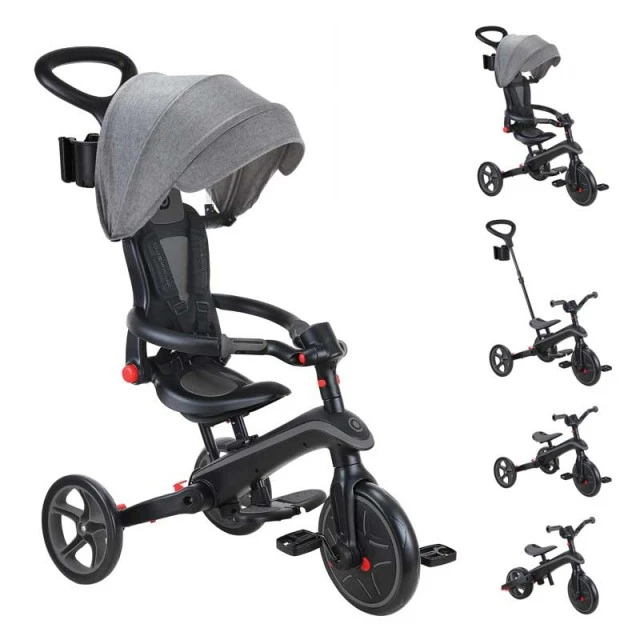 Children's tricycle 4 in 1 GLOBBER EXPLORER TRIKE FOLDABLE, foldable, gray-black color