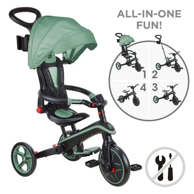 Children's tricycle 4 in 1 GLOBBER EXPLORER TRIKE FOLDABLE, foldable, olive color