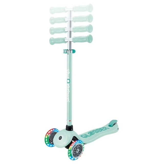 Детска тротинетка с 3 светещи колела GLOBBER PRIMO PLUS LIGHTS, мента