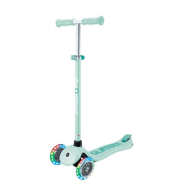 Детска тротинетка с 3 светещи колела GLOBBER PRIMO PLUS LIGHTS, мента